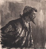 Игорь Ершов. Шаляпин в роли Годунова (1948 год). Графический лист из фондов музея-заповедника с выставки иллюстраций к драме в музее-усадьбе «Тригорское»