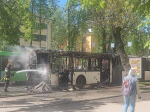 Автобус сгорел в Пскове