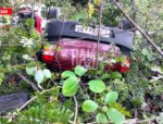 В Псковском районе автомобиль Lada Granta съехал с дороги и опрокинулся