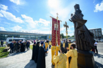 Состоялось освящение памятника святой княгине Ольге на территории аэропорта города Пскова
