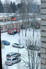 Появилось видео с места пожара в корпусе Псковского агротехнического колледжа