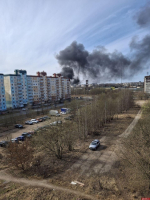 Свалка горит напротив Телецентра в Пскове