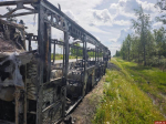 Автобус полностью сгорел на федеральной трассе Петербург - Невель. ФОТО
